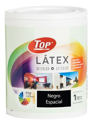 Pintura Latex Lavable Interior Exterior 1 Litro Colores Color Negro espacial