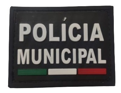 Insignia De Pvc Policia Municipal Letras Blancas 7.5 X 6 Cm 