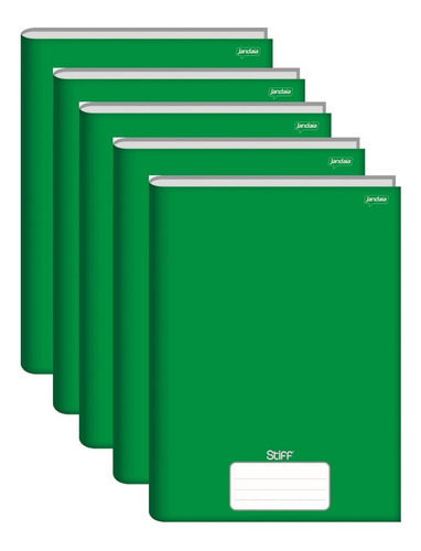 Kit 5 Cadernos Brochura Grande Capa Dura 96 Folhas Cor Verde
