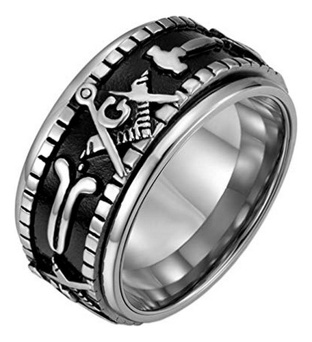 Anillo Giratorio Masónico De Acero Inoxidable Para Hombre,