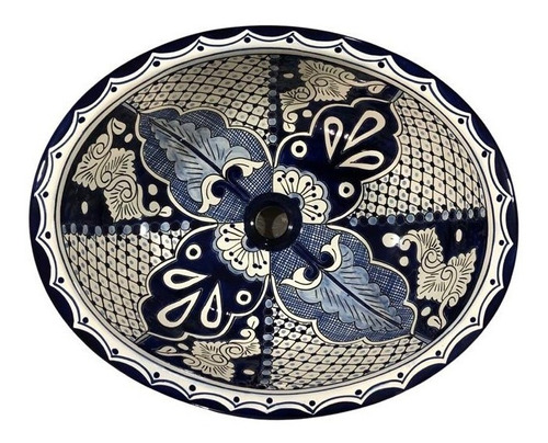 Lavabo Artesanal Tipo Talavera Liso Ovalado Gde #logr-39