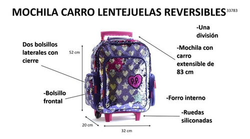 Mochila Carro Lentejuelas Corazones 33783 Cuotas
