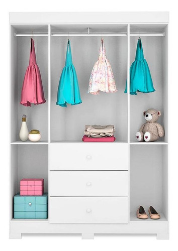 Imagem 3 de 8 de Quarto Bebê New Cristal 4p Berço Alegria Bco Colchão 130x70