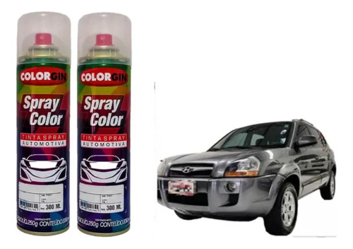 Tinta Spray Automotiva Cinza Metálico Tucson  + Verniz.