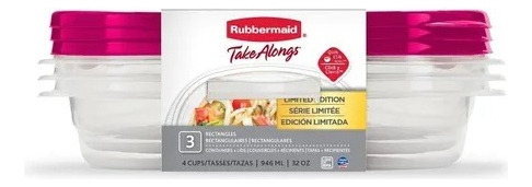 Rubbermaid Take Alongs Set 3 Contenedores 946 Ml - Rojo Rojo