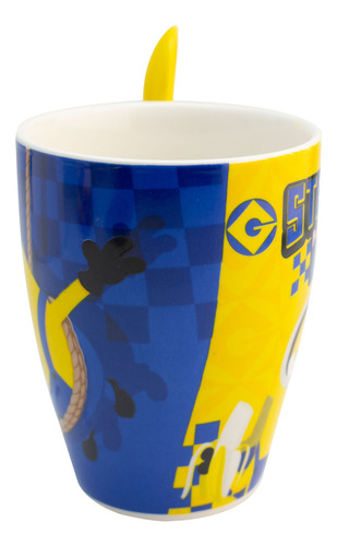 2 Tazas Porcelana Con Cuchara Para Café Minions 310 Ml