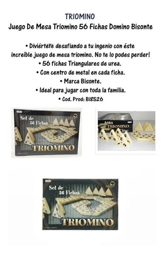 Imagen 4 de 9 de Triomino Juego De Mesa Domino Triangular De Viaje Bisonte