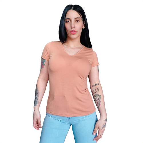 3 Remera Mujer Basica  Manga Corta Modal C/ Lycra Por Mayor