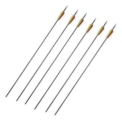 Flecha 28 Pulgadas Pack 6 Un Fibra Vidrio Arco Caza Arqueria
