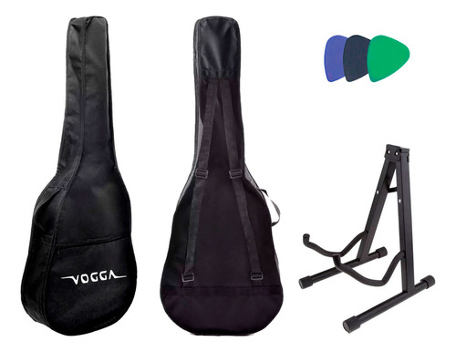 Capa Simples P/ Violão Vogga Folk & Suporte De Chão Mx-40 Cor Preto