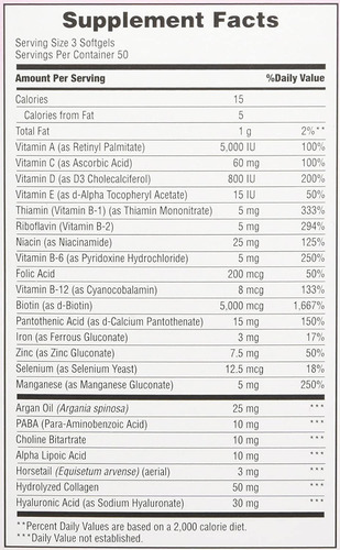 Suplemento en cápsulas Nature's Bounty Optimal Solutions Extra Strength Hair, Skin & Nails vitamina c en frasco 150 un