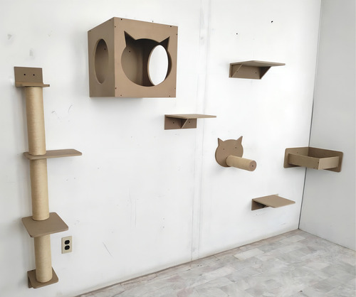Gimnasio Rascador Para Gato De Pared 2 Interactivo Completo