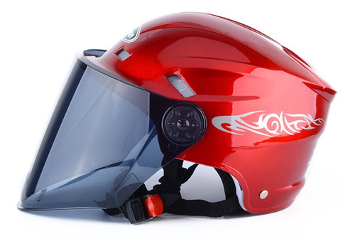 Casco De Motocicleta Rojo Unisex Hombres Mujeres Batería Elé