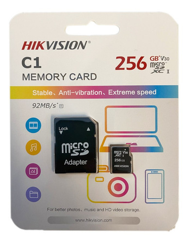 Imagem 1 de 3 de Cartão De Memória Hikvision 256gb Microsd C1 Series