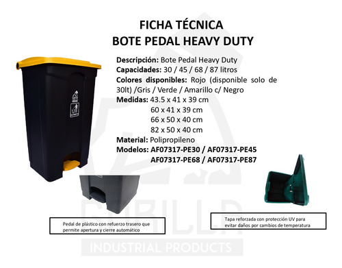 Bote Cuadrado Con Pedal Heavy Duty De 30 Litros Gorilla