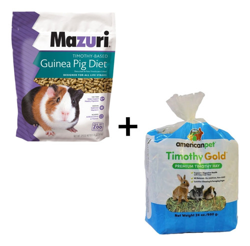 Combo Alimento Para Cuyo Mazuri 1.3kg + Timothy Gold 680gr