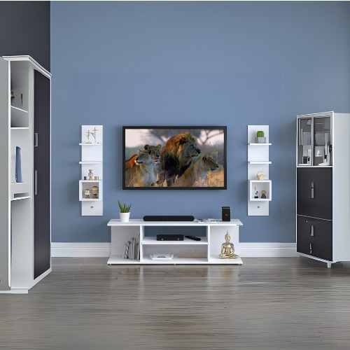 Mesa Tv Para Sala Minimalista Moderno Almacenamiento Blanco