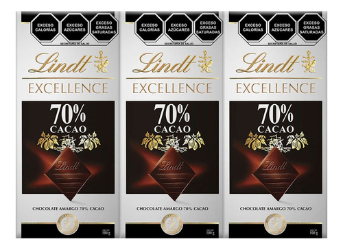Pack X 3 Lindt Excellence 70% Cacao 100g