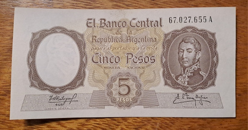Bottero N 1924 Billete 5 Pesos Moneda Nacional.  Excelente +