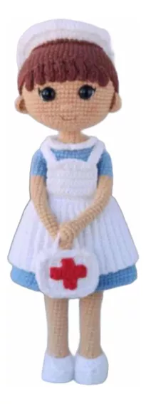 Muñeca Enfermera Tejida A Crochet.
