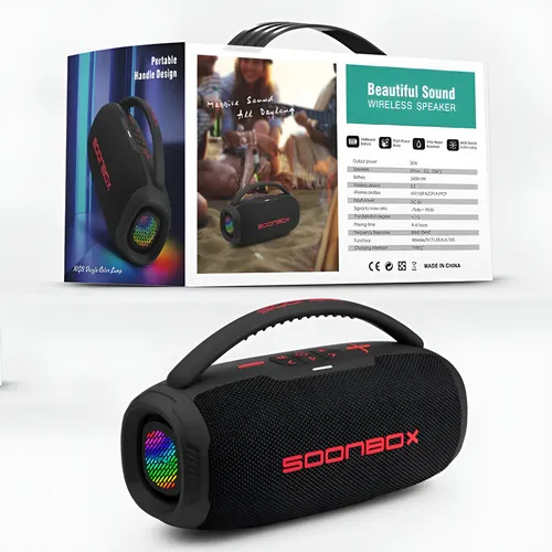 Parlante Soonbox Portátil Con Agarre Bluetooth Rgb Premium