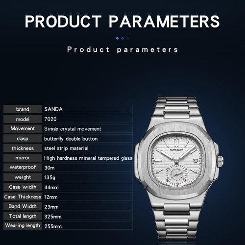 Relojes Sanda Luminous Calendar De Cuarzo Inoxidable
