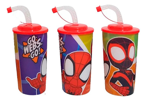 10 Vasos Dulceros Lenticulares Fiesta Spidey