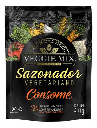 Consomé Sazonador Vegetariano Veggie Mix. Paq. 4 Pzas 400 Gr