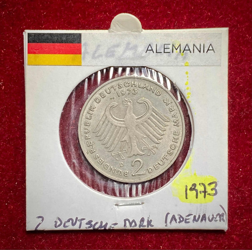 Moneda 2 Marcos Alemania 1973 D Km 124 Konrad Adenauer