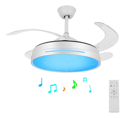 Ventilador De Techo Retráctil Con Luces Y Altavoz Bluetooth