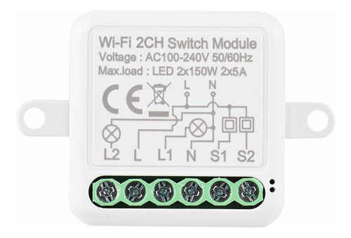 Módulo De Interruptor Wifi De 2 Canales, Mini Módulo Intelig