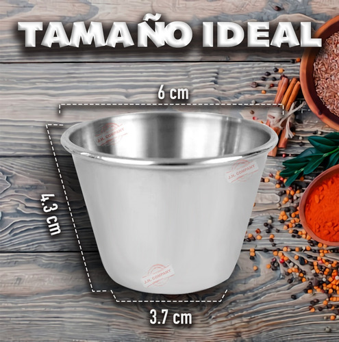Imagen 2 de 7 de Paquete 5 Pz Salsero Ramekin Acero Inoxidable 2.5 Oz 0-011