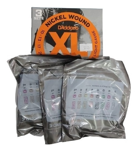 Pack 3 Encordoamentos D'addario Guitarra 0.10 Exl 110-3d