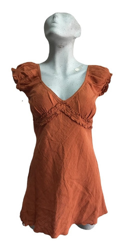 Blusa Para Mujer Dama Algodón Escote V Talla M Ligera Naranj