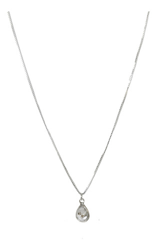 Collar Gota Punto De Luz Circón Blanco Plata Fina 925