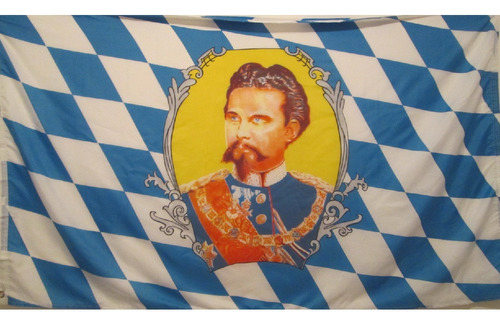 Bandera De Bavaria King Ludwing Ii 1845-86 (tamaño 90x150cm)