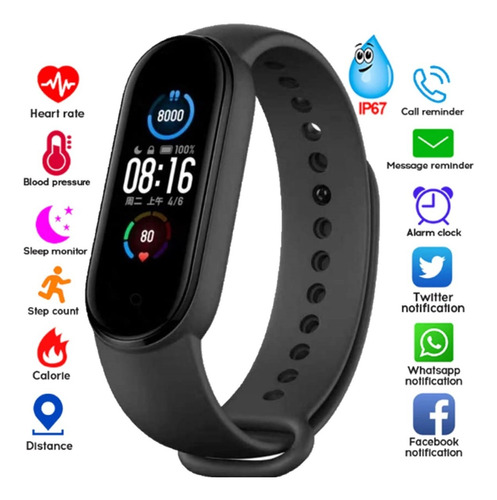 Relógio Smart Band M5 Pulseira Inteligente Resistente À Água