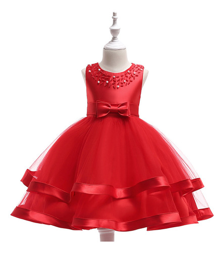 Vestido De Niña Para Fiesta Elegante Bautizo Pajesita Rojo