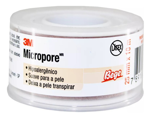 Fita Micropore 2,5cmx10m 3m Bege