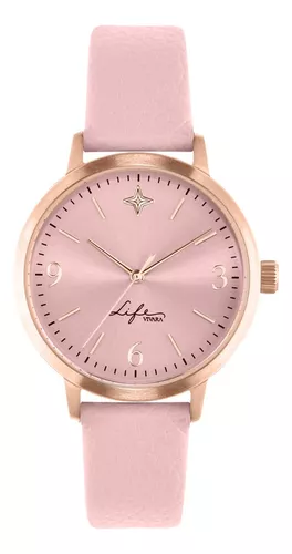 Relógio Life Realizações Feminino Couro Rosa