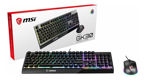 Teclado Y Mouse Msi Vigor Gk30 Combo, Para Juegos Rgb  Fr32w