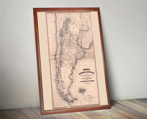  Antiguo Mapa Argentina 1875 Seelstrang Tourmente En Cuadro