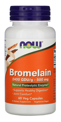 Bromelaína 500 mg 60 cápsulas, sabor sem sabor da Now Foods