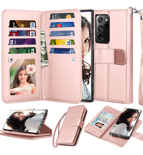 Funda Para Samsung Galaxy Note 20 Ultra/ Rosa Con Tarjetero