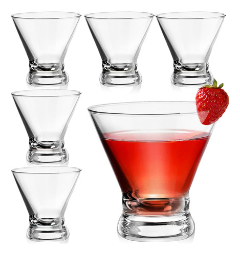 Kuppi Juego De 6 Vasos De Vidrio Para Martini 270 Ml Bebidas Color Transparente