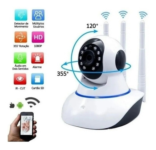 Câmera Robozinho Segurança Wi-fi 3 Antenas Kit 4 Câmeras