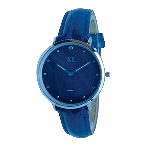 Reloj Mujer Xl Extra Large Malla Pu Azul Modelo R1103