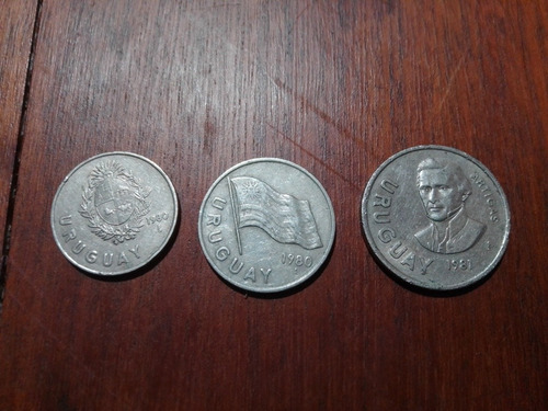 Imagen 2 de 2 de 3 Monedas Uruguayas 1980, 1981