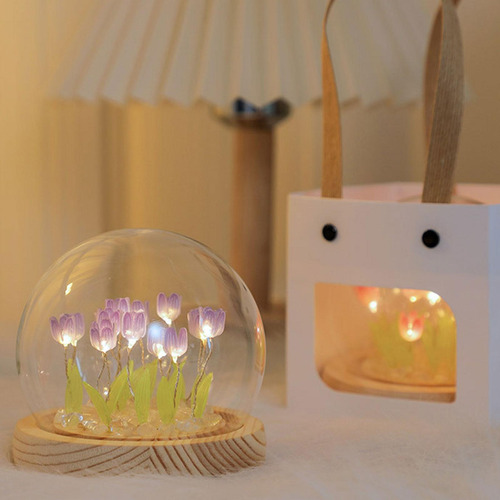 Flores De Tulipán Violeta Luz De Noche Diy Flores