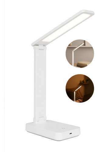 Luminária Led Branco E Amarelo Abajur Flexível Leitura Cama Branco Branco